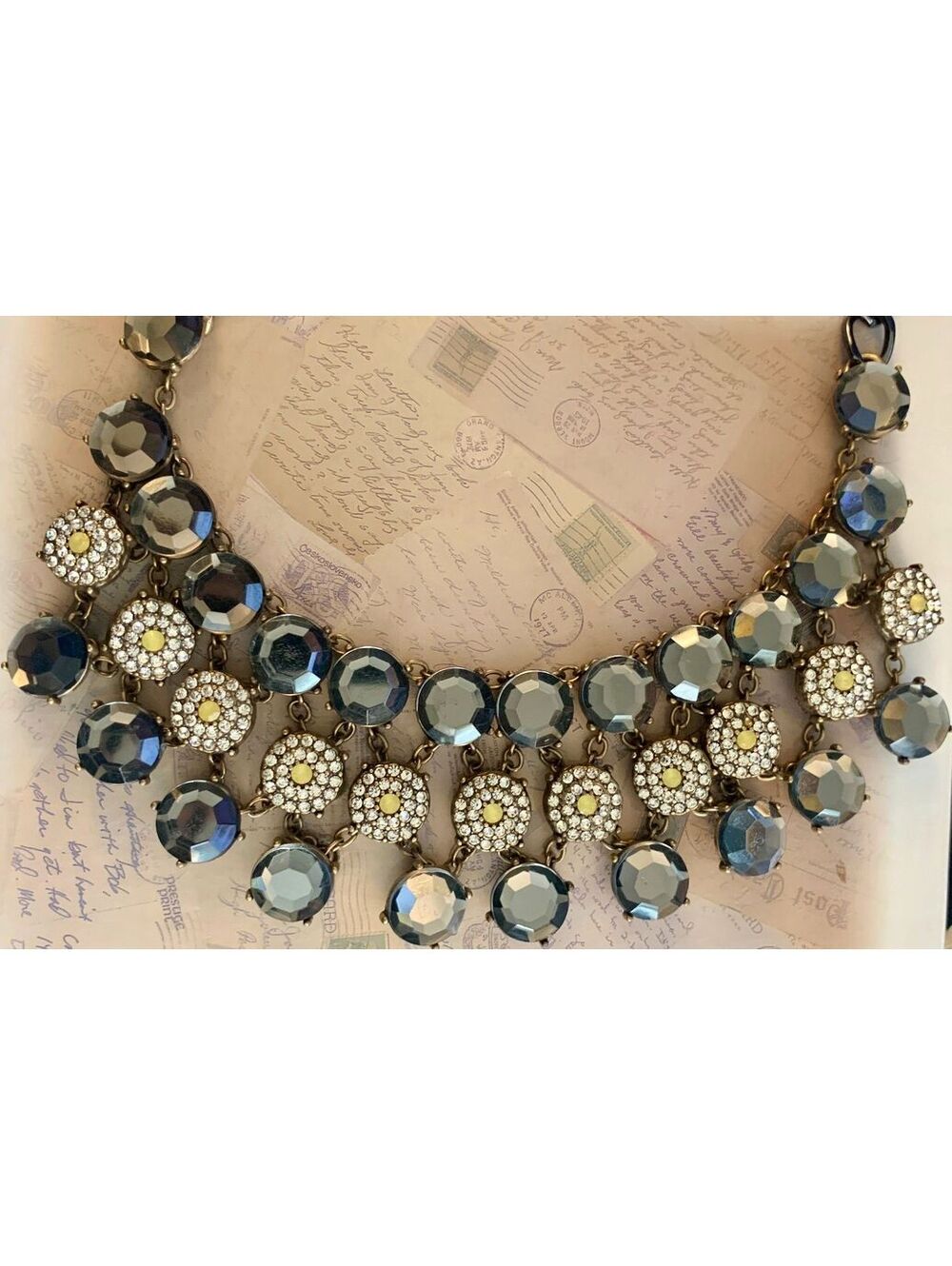 Zara Contemporary / Modern Gunmetal Grey Crystal Rhinestone Bib Collar Necklace